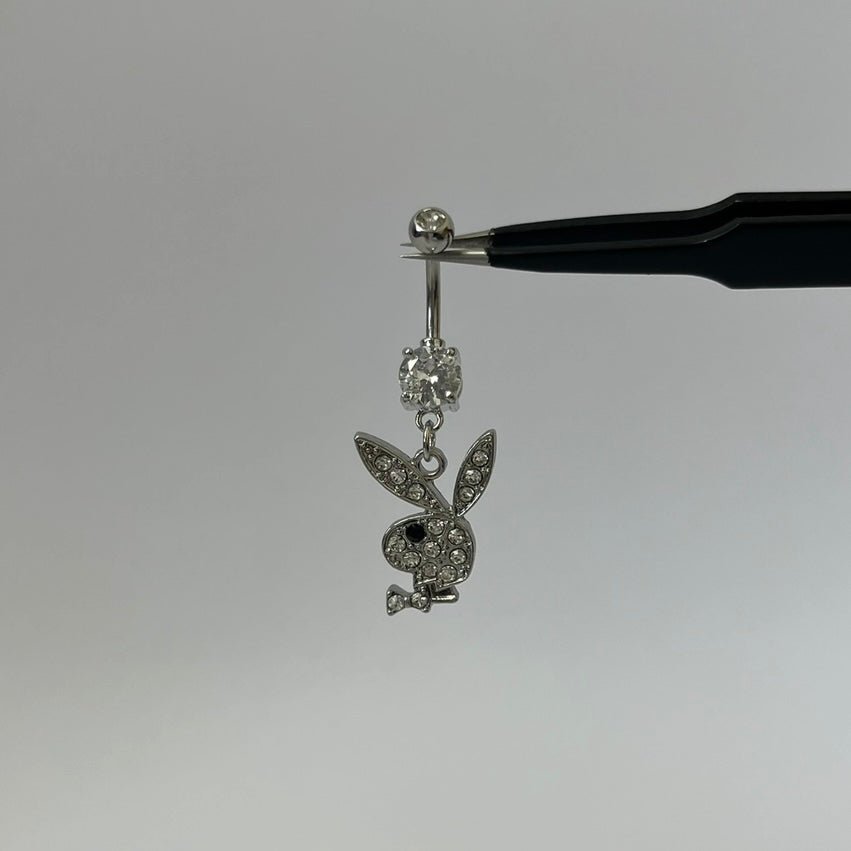 Silver Diamanté Bunny Belly Bar - ILLUSIVE JEWELS