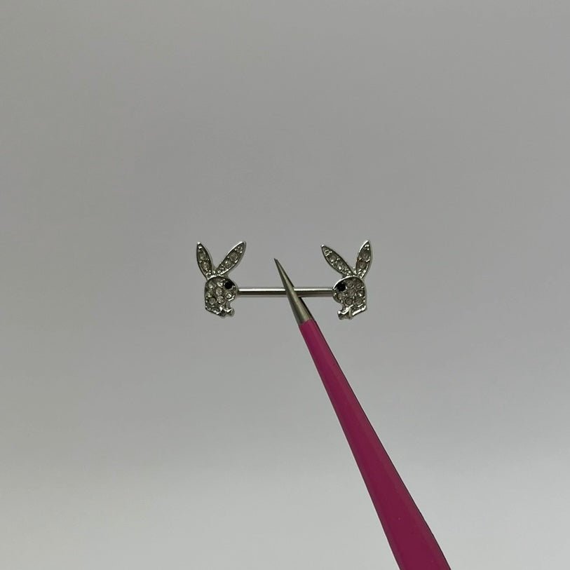 Silver Diamanté Bunny Nipple Bars - ILLUSIVE JEWELS