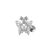 Silver Diamanté Butterfly Helix Piercing - ILLUSIVE JEWELS