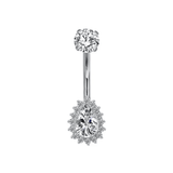 Silver Diamante Titanium Belly Bar - ILLUSIVE JEWELS