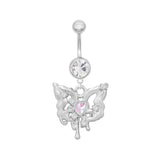 Silver Drip Butterfly Belly Bar - ILLUSIVE JEWELS