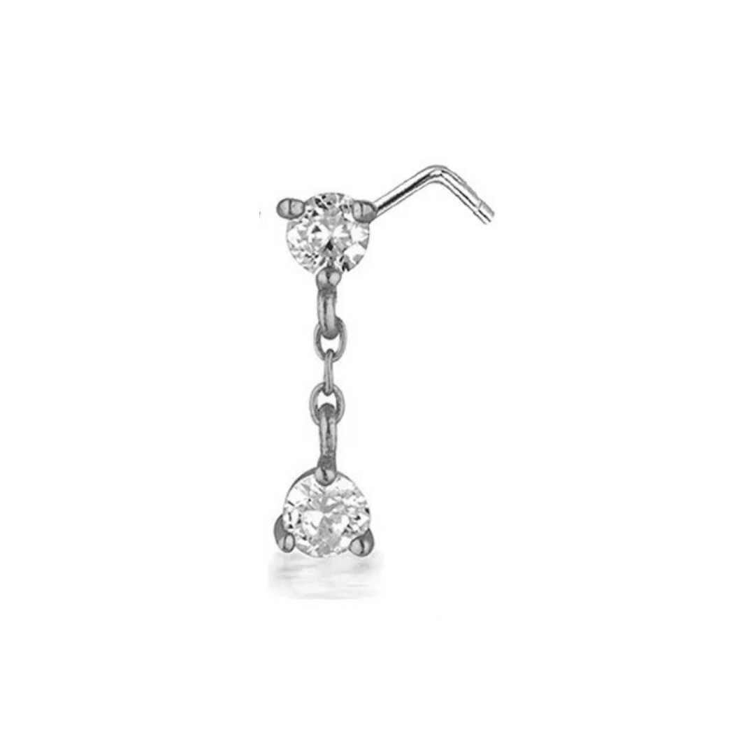 Silver Droplet Nose Stud - ILLUSIVE JEWELS
