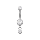 Silver Gemstone Titanium Belly Bar - ILLUSIVE JEWELS