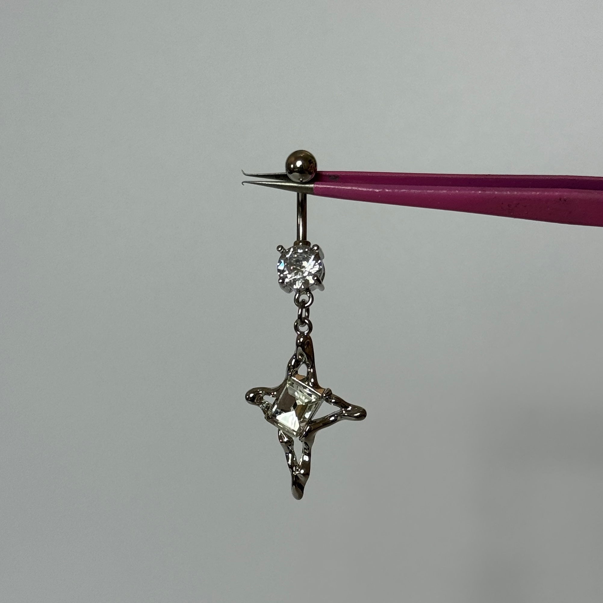 Silver Geometric Belly Bar - ILLUSIVE JEWELS