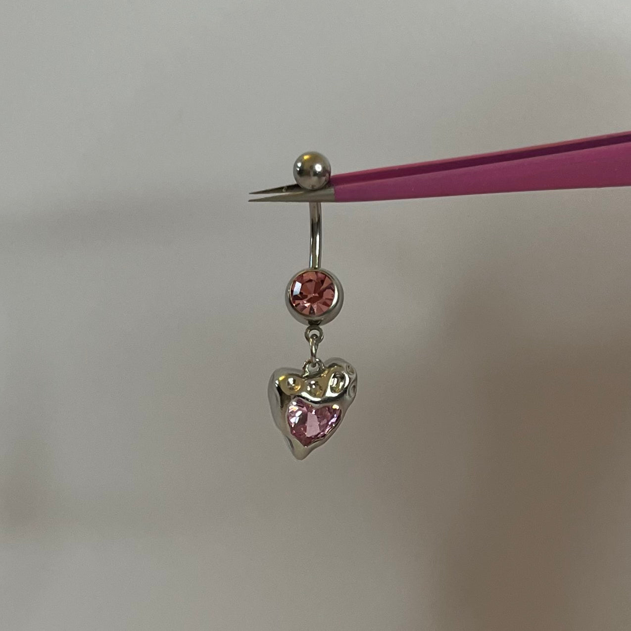 Silver Geometric Heart Belly Bar - ILLUSIVE JEWELS