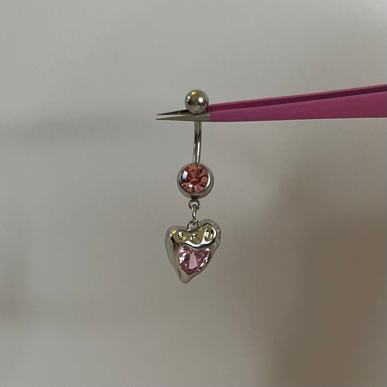 Silver Geometric Heart Belly Bar - ILLUSIVE JEWELS