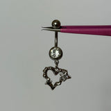 Silver Geometric Love Belly Bar - ILLUSIVE JEWELS