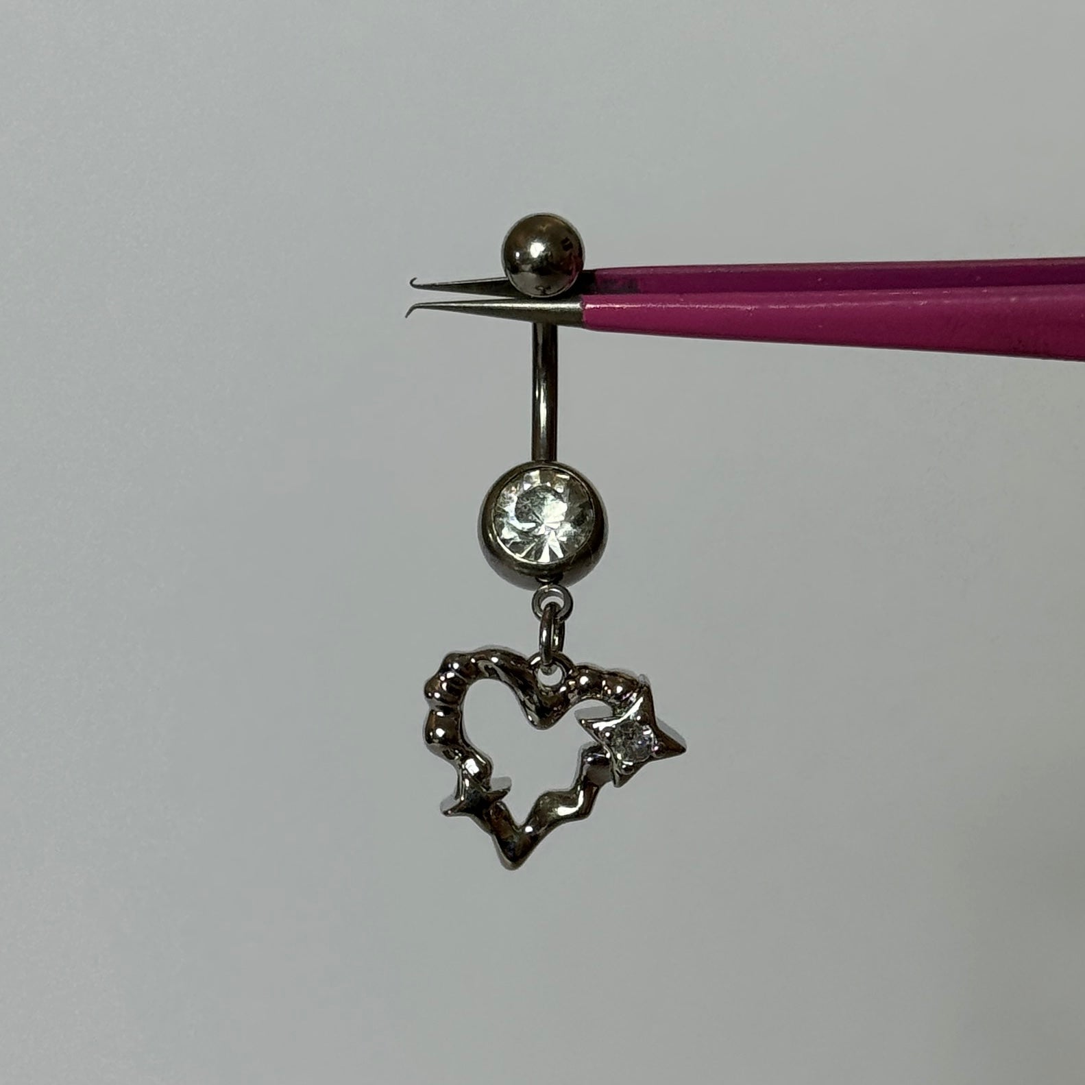 Silver Geometric Love Belly Bar - ILLUSIVE JEWELS