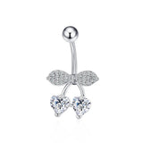 Silver Heart Cherry Belly Bar - ILLUSIVE JEWELS