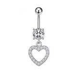 Silver Heart Gemstone Titanium Belly Bar - ILLUSIVE JEWELS