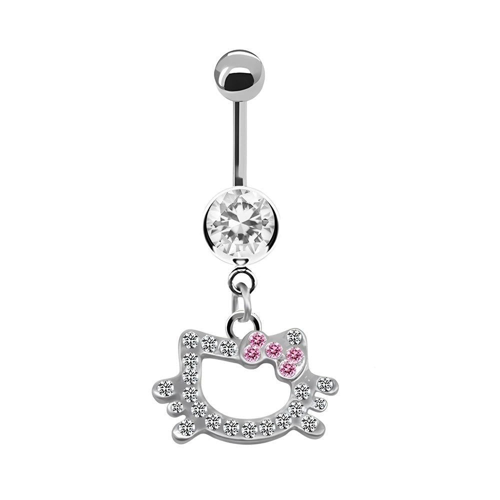 Silver Hello Kitty Belly Bar - ILLUSIVE JEWELS