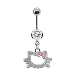Silver Hello Kitty Belly Bar - ILLUSIVE JEWELS