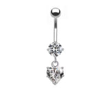 Silver Love Heart Belly Bar - ILLUSIVE JEWELS