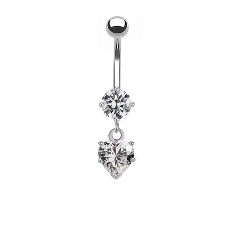 Silver Love Heart Belly Bar - ILLUSIVE JEWELS