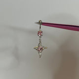 Silver Pink Geometric Belly Bar - ILLUSIVE JEWELS