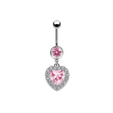 Silver Pink Princess Dangling Belly Bar - ILLUSIVE JEWELS
