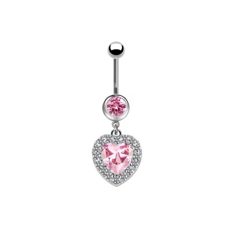 Silver Pink Princess Dangling Belly Bar - ILLUSIVE JEWELS