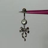 Silver Ribbon Bow Belly Bar - ILLUSIVE JEWELS