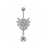 Silver Spider Web Belly Bar - ILLUSIVE JEWELS