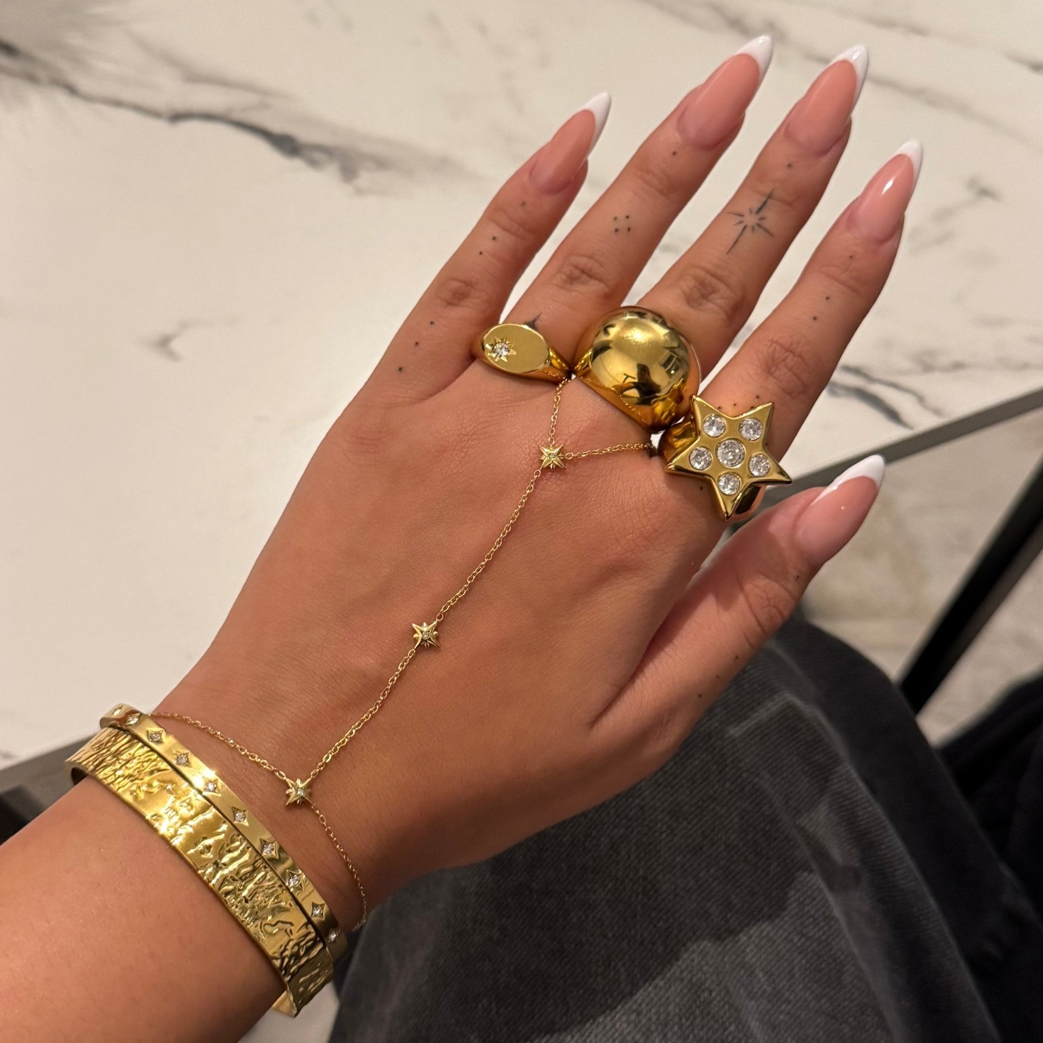 Starlight Gold Hand Chain - ILLUSIVE JEWELS