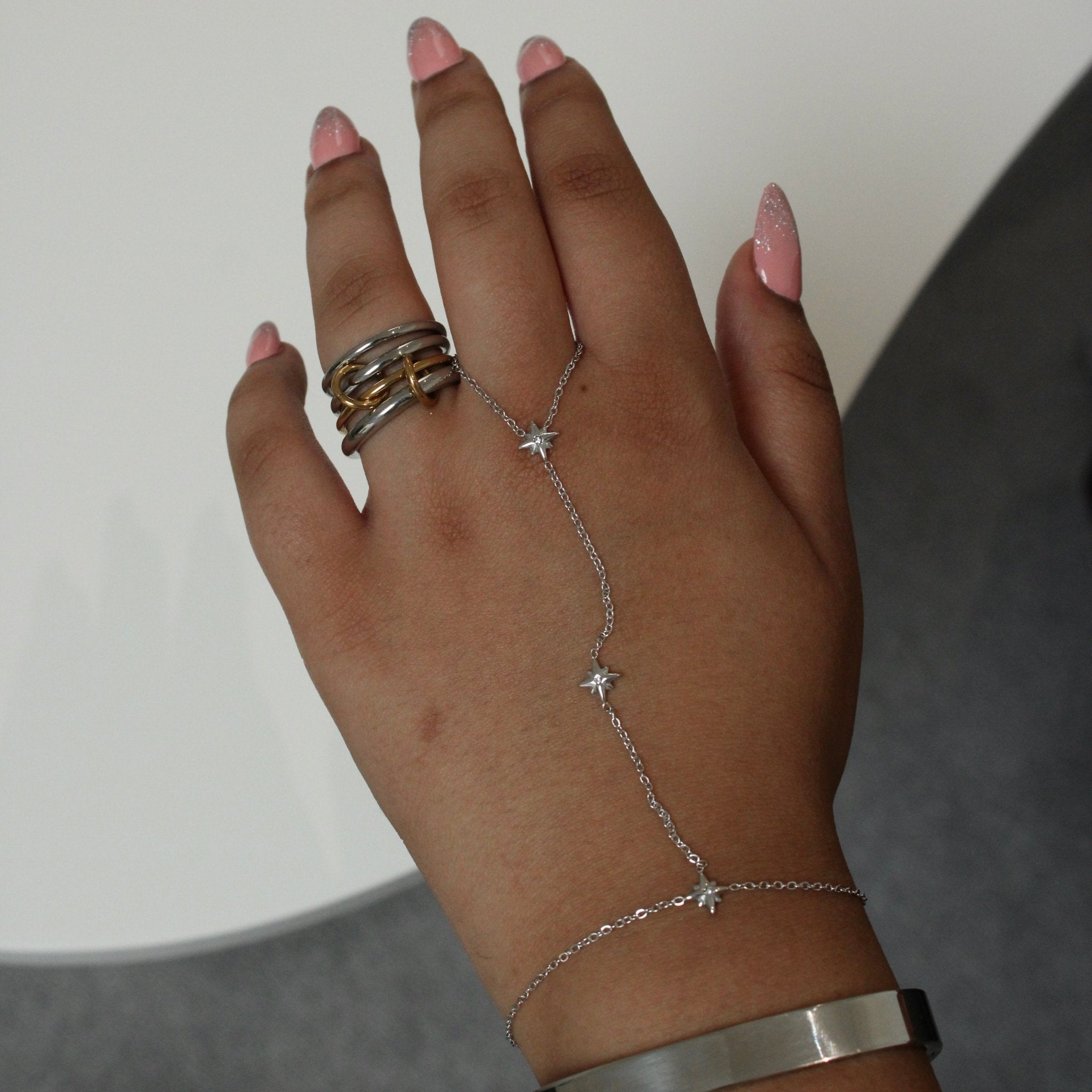 Starlight Silver Hand Chain - ILLUSIVE JEWELS