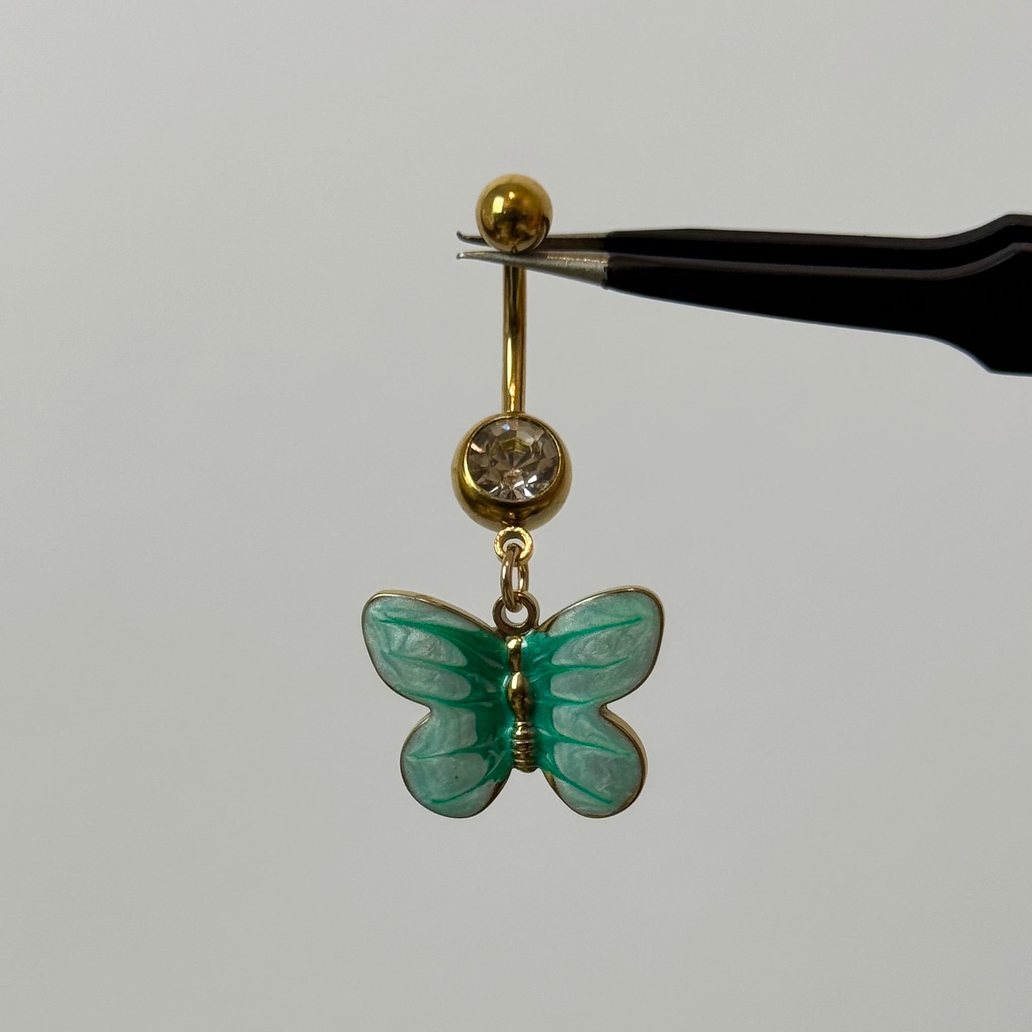 Teal Butterfly Belly Bar - ILLUSIVE JEWELS