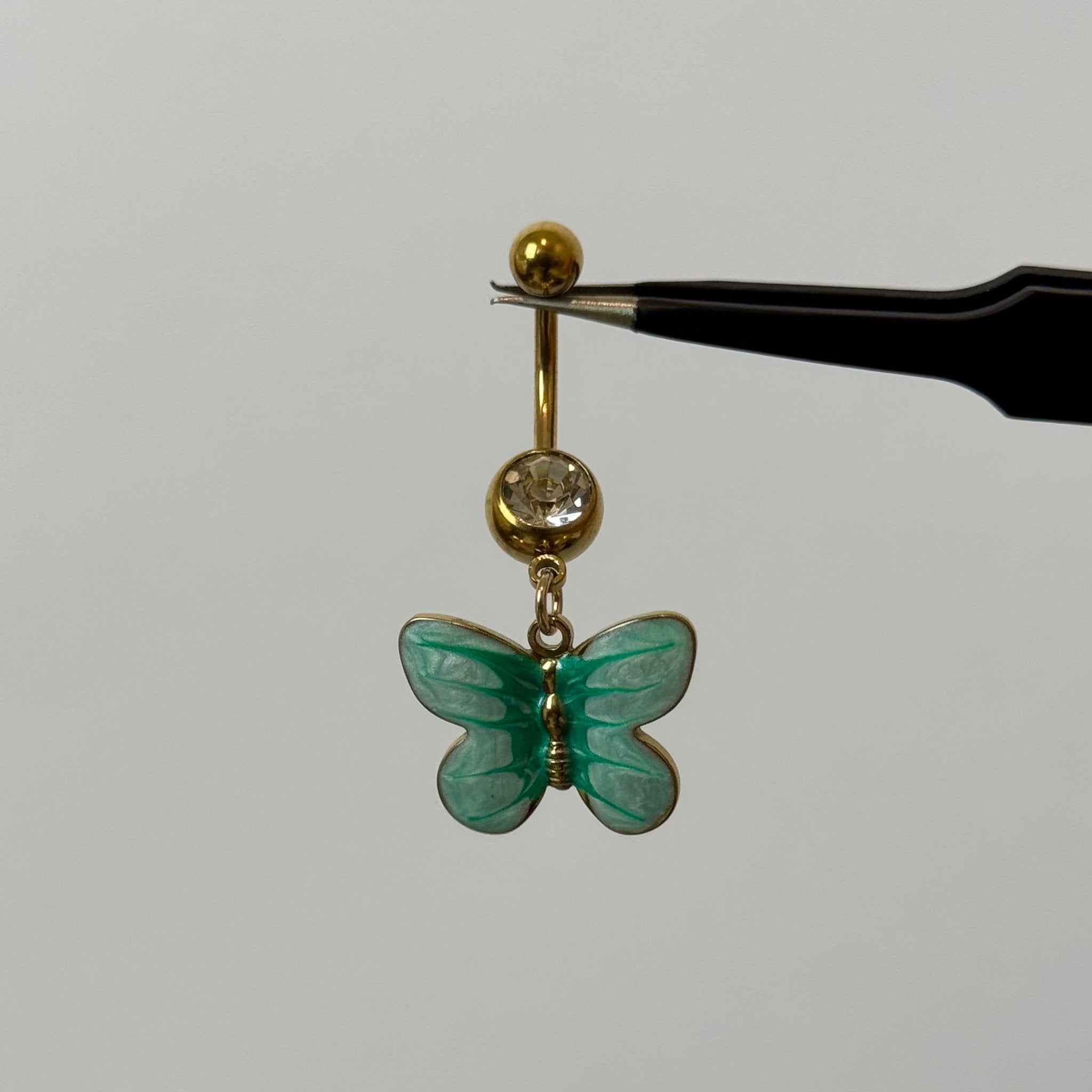 Teal Butterfly Belly Bar - ILLUSIVE JEWELS