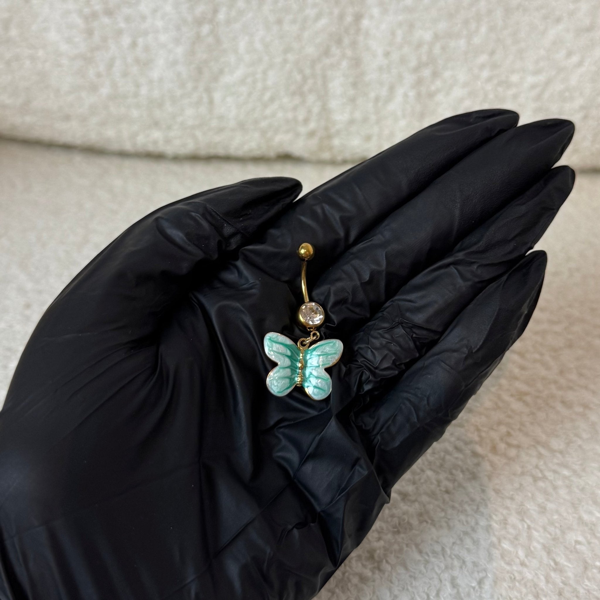 Teal Butterfly Belly Bar - ILLUSIVE JEWELS