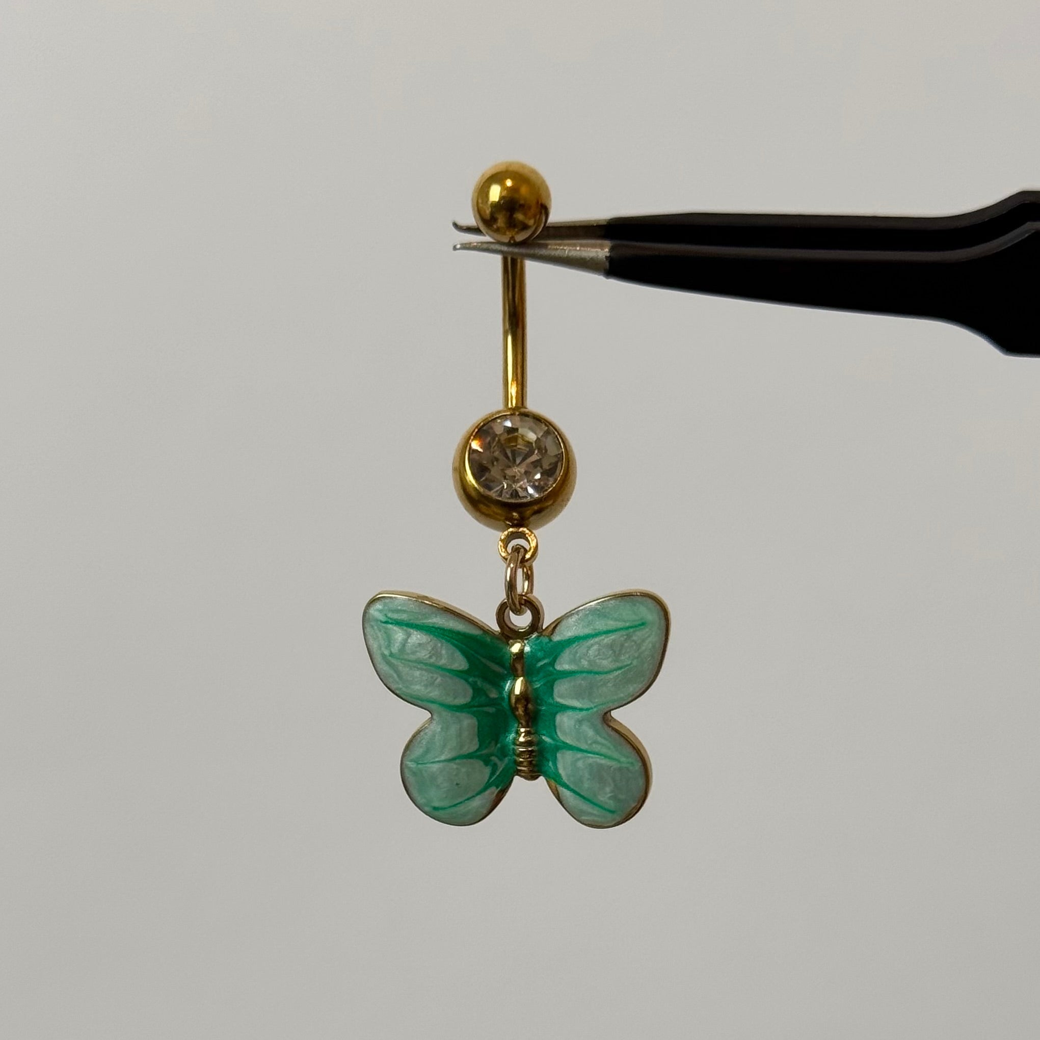 Teal Butterfly Belly Bar - ILLUSIVE JEWELS