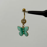 Teal Butterfly Belly Bar - ILLUSIVE JEWELS