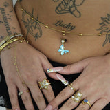 Turquoise Butterfly Belly Bar - ILLUSIVE JEWELS