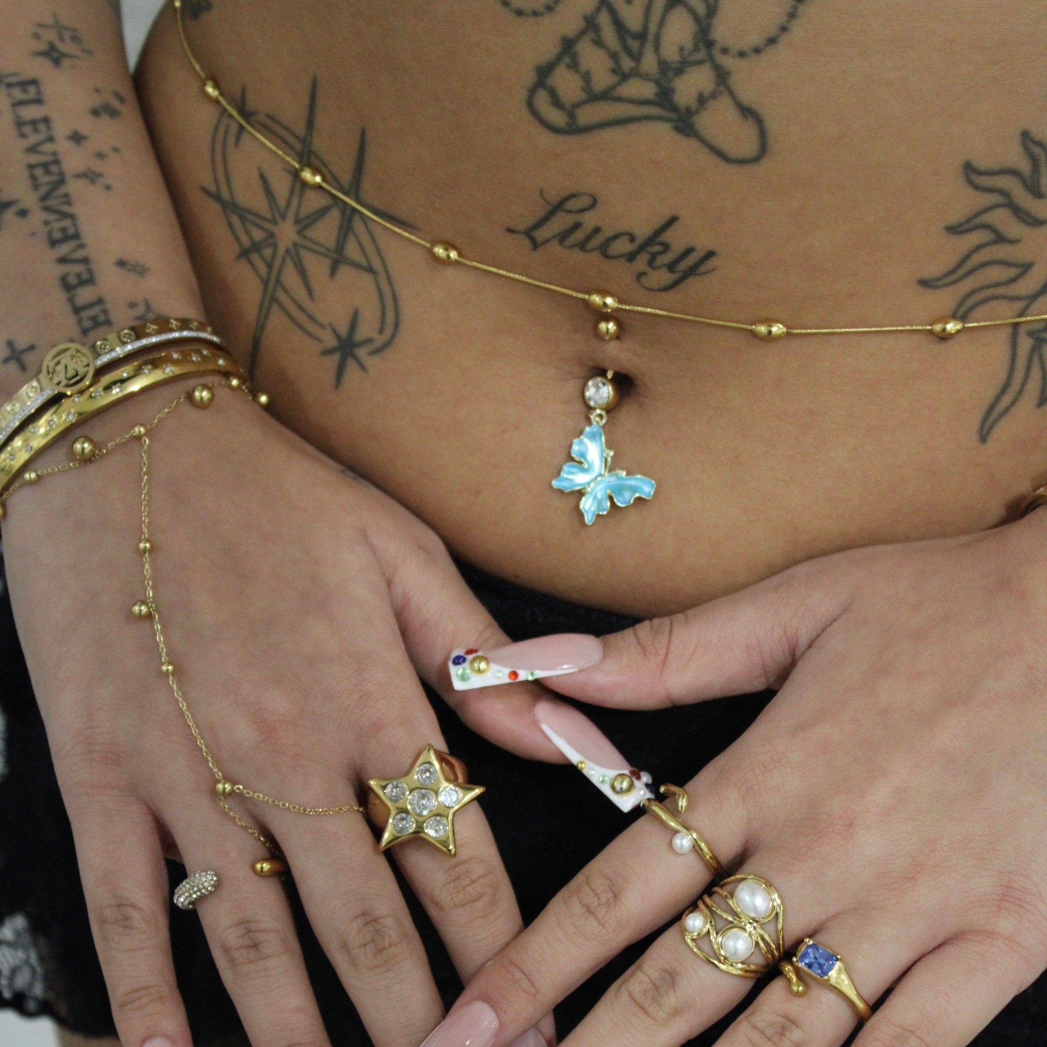 Turquoise Butterfly Belly Bar - ILLUSIVE JEWELS