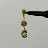 White Pearl Belly Bar - ILLUSIVE JEWELS
