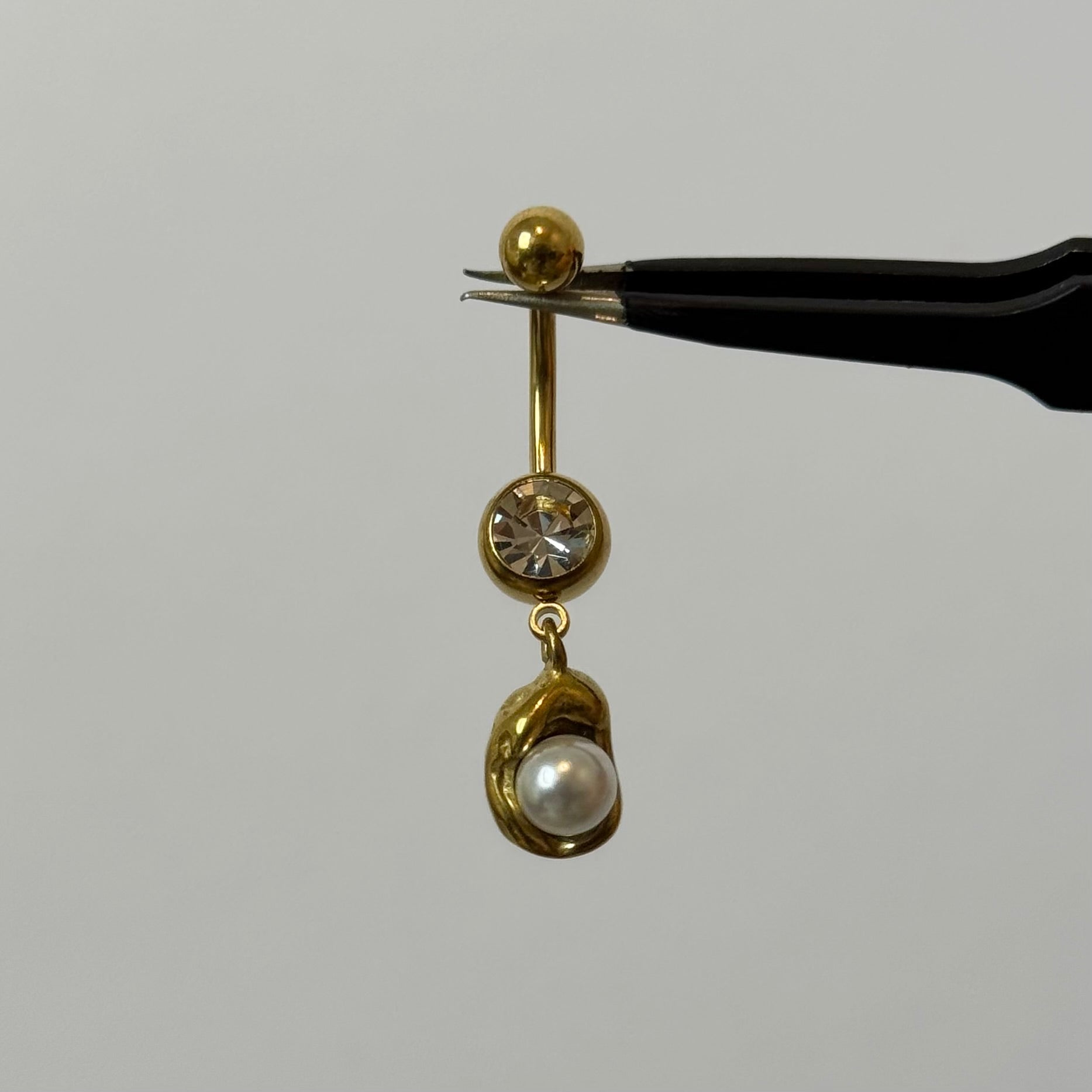 White Pearl Belly Bar - ILLUSIVE JEWELS