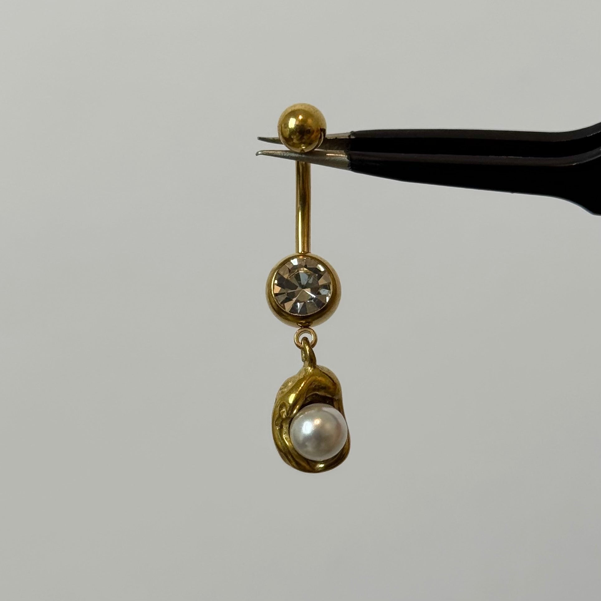 White Pearl Belly Bar - ILLUSIVE JEWELS
